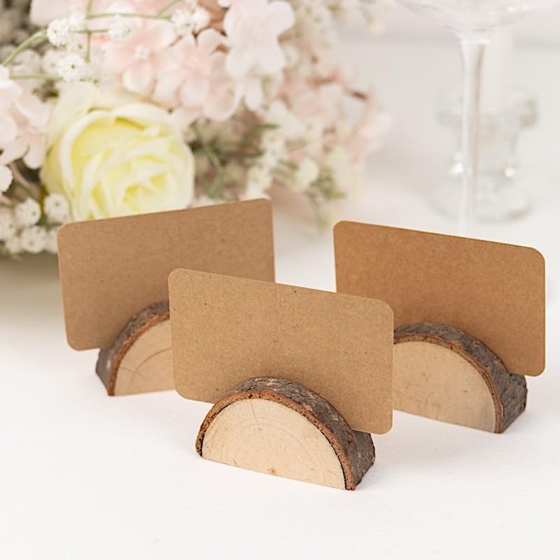 10 Natural 2.5 in Semicircle Wood Table Sign Holders Place 2.5″,