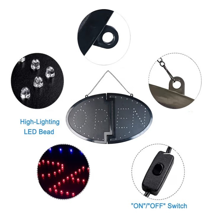 19″X 10″ Large LED Open Sign wit Switch High Bright Visibility Business US Stock