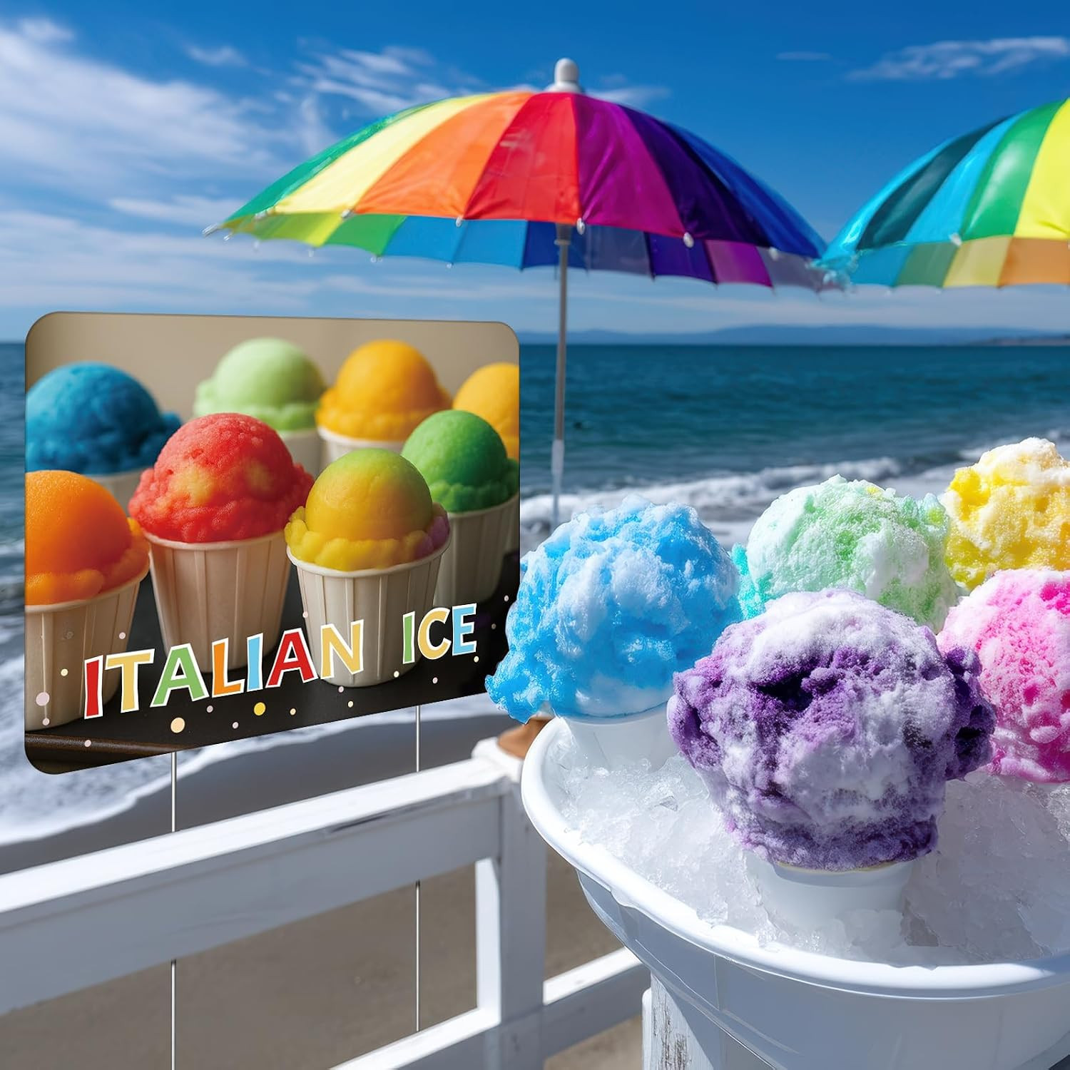 3 Pack Italian Ice Yard Sign Weatherproof Double-Sided Yard Sign 11.81”X15.75”