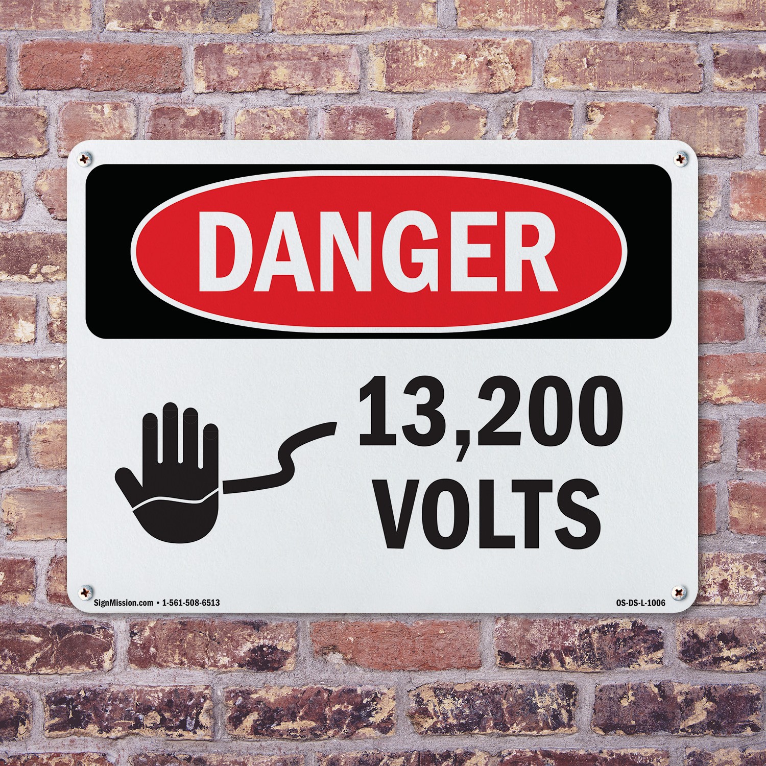 13200 Volts OSHA Danger Sign Metal, Plastic, Or Decal – 5 or 10 Pack