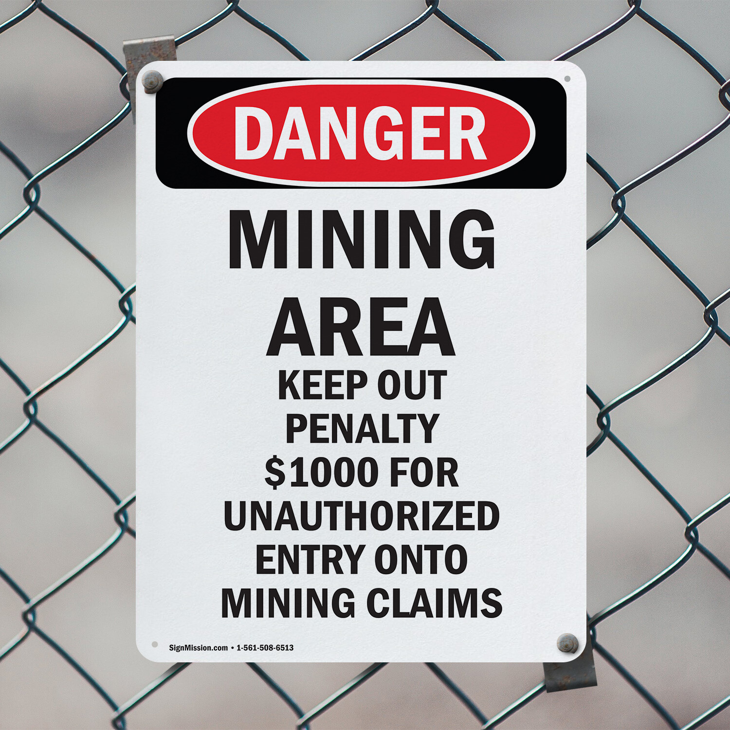 (2 Pack) Portrait Mining Area Keep Out OSHA Danger Sign Decal Metal Plastic