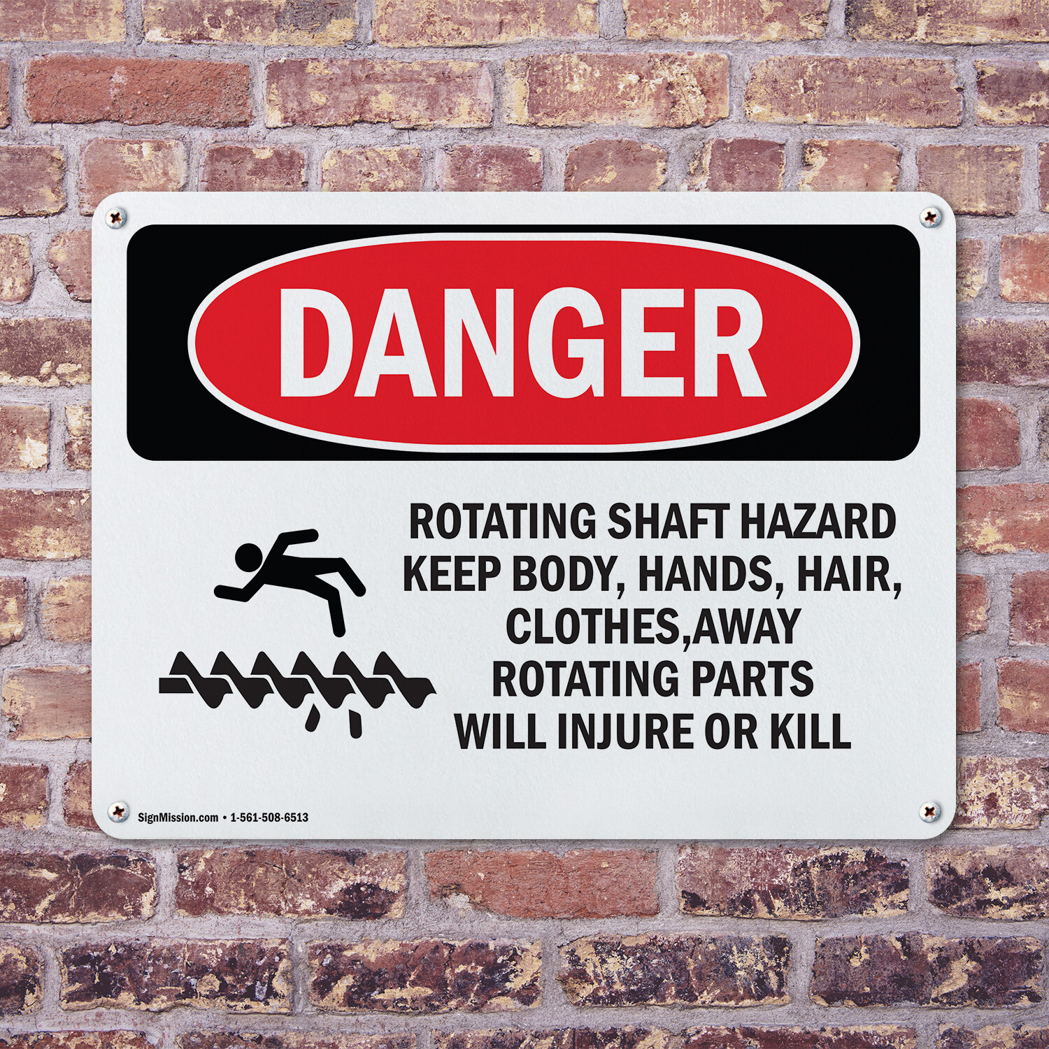 (2 Pack) Rotating Shaft Hazard Keep Body OSHA Danger Sign Decal Metal Plastic