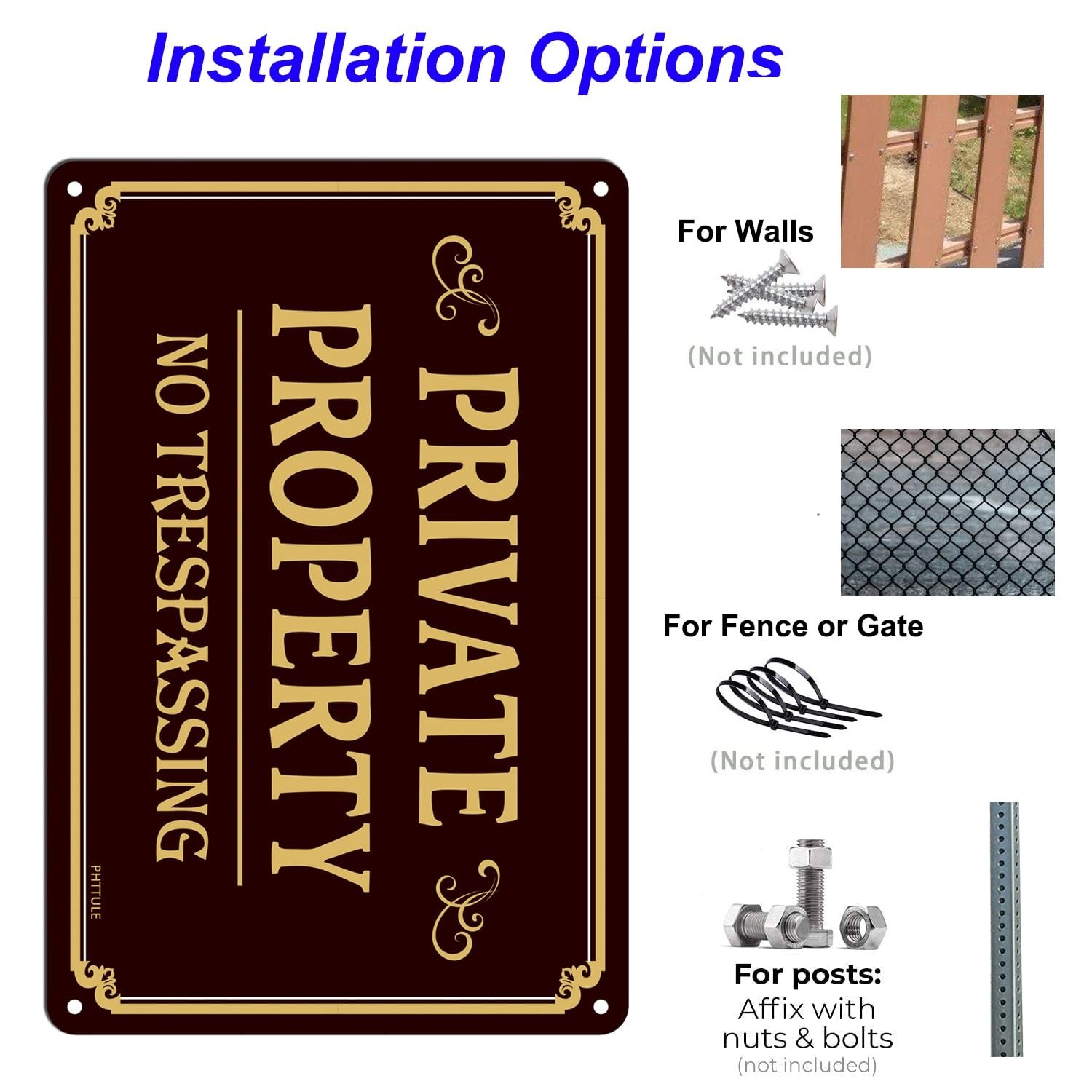 Large Private Property No Trespassing Sign 2 Pack, 12x 8 Inches Metal No Tres…