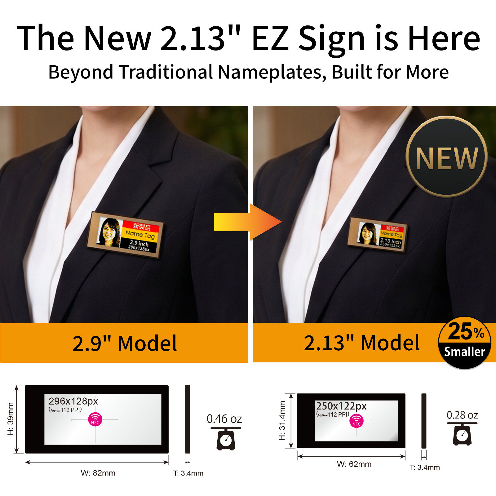 Santek EZ Sign NFC E-Paper Display, No Battery & 4-Color Rewritable Display IP65