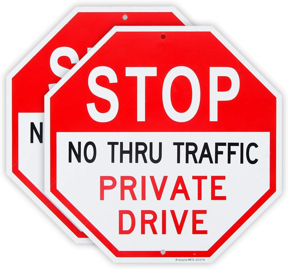 2 Pack No Thru Traffic Private Drive Sign 12×12″ Alumin Reflective Sign Driveway