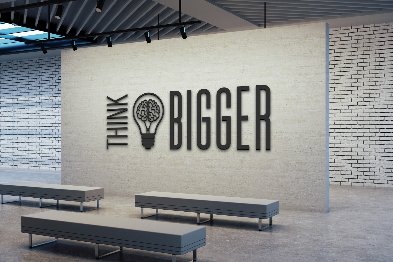 THINK BIGGER 3D Wall Sign – Laser Cut Wooden Motivational Quote – Custom Colors