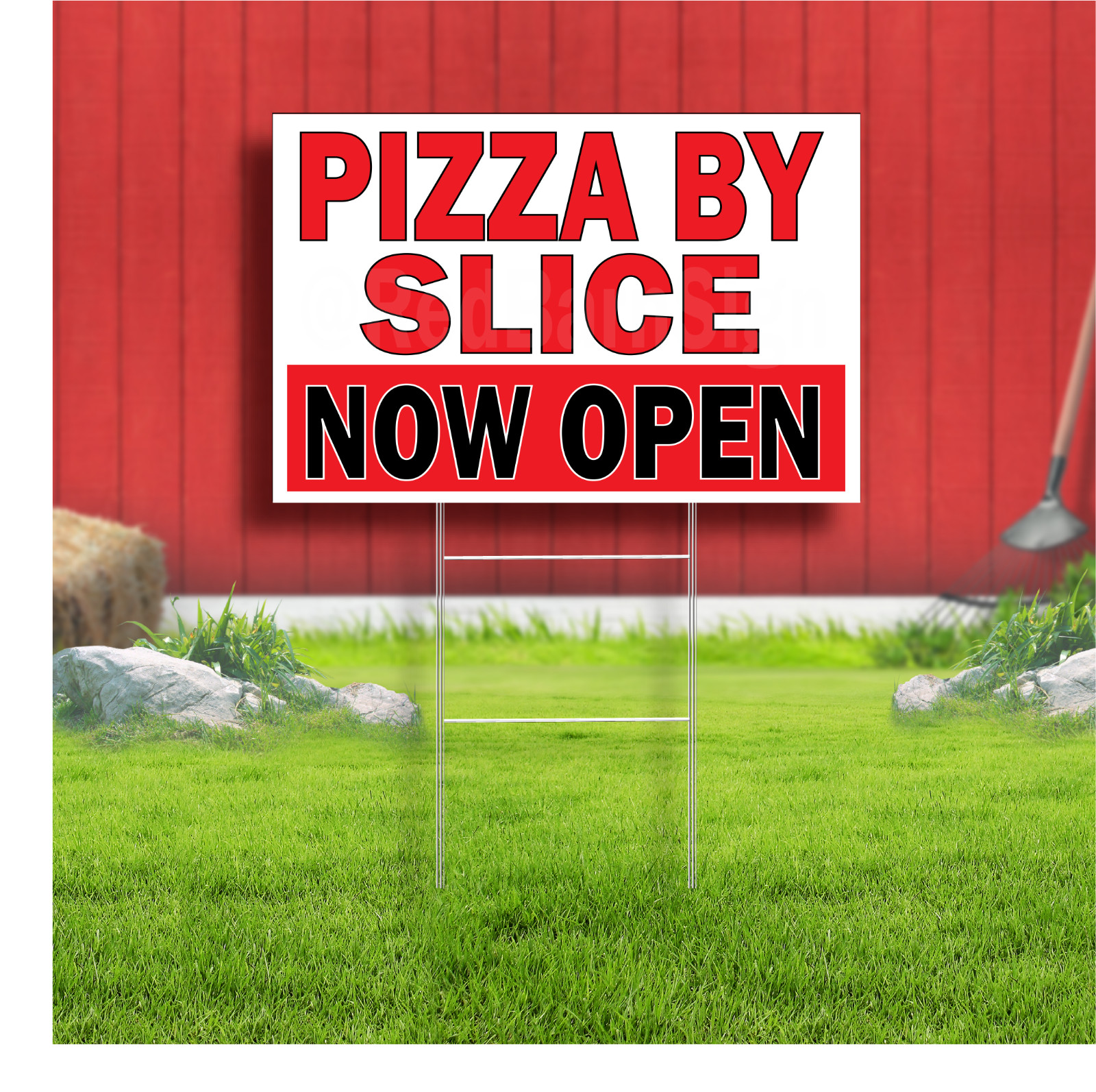 Pizza By Slice Now Open Coroplast Sign Plastic Indoor Outdoor Yard Sign