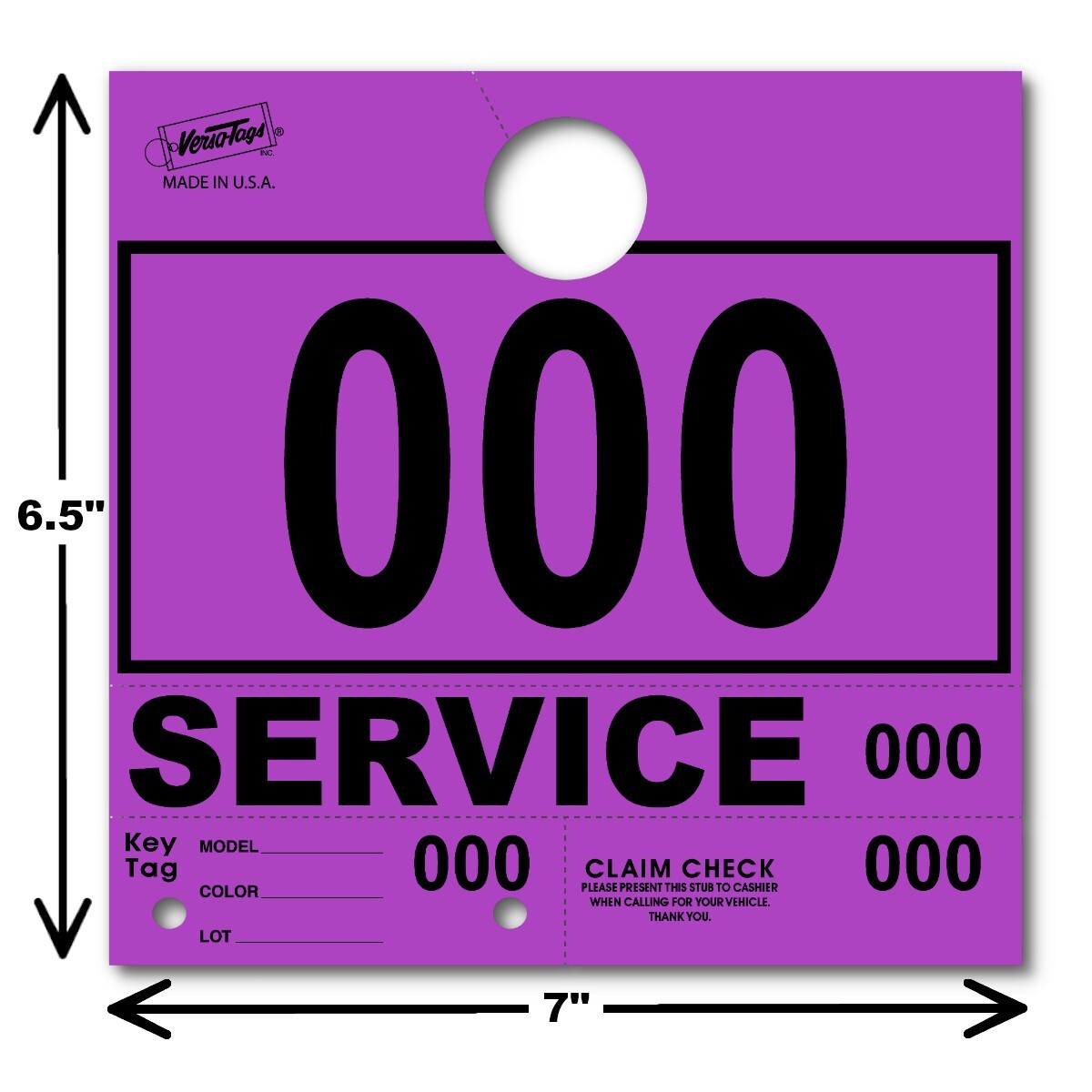 Purple Service Department Hang Tags Window Tag 1000 Per Box
