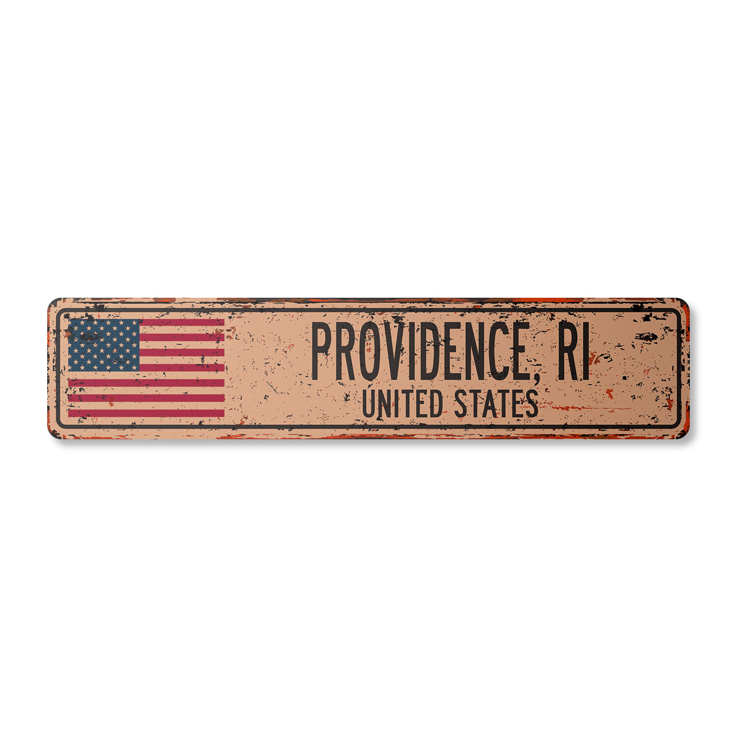 PROVIDENCE RI UNITED STATES Vintage Street Sign American flag city country rust