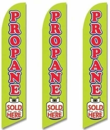Three (3) Pack Full Sleeve Swooper Flags PROPANE SOLD HERE Green Red Blue Tank
