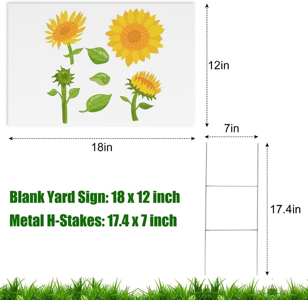 Newflager 10 Pack 18 X 12 Inches White Corrugated Plastic Yard Sign with Metal S