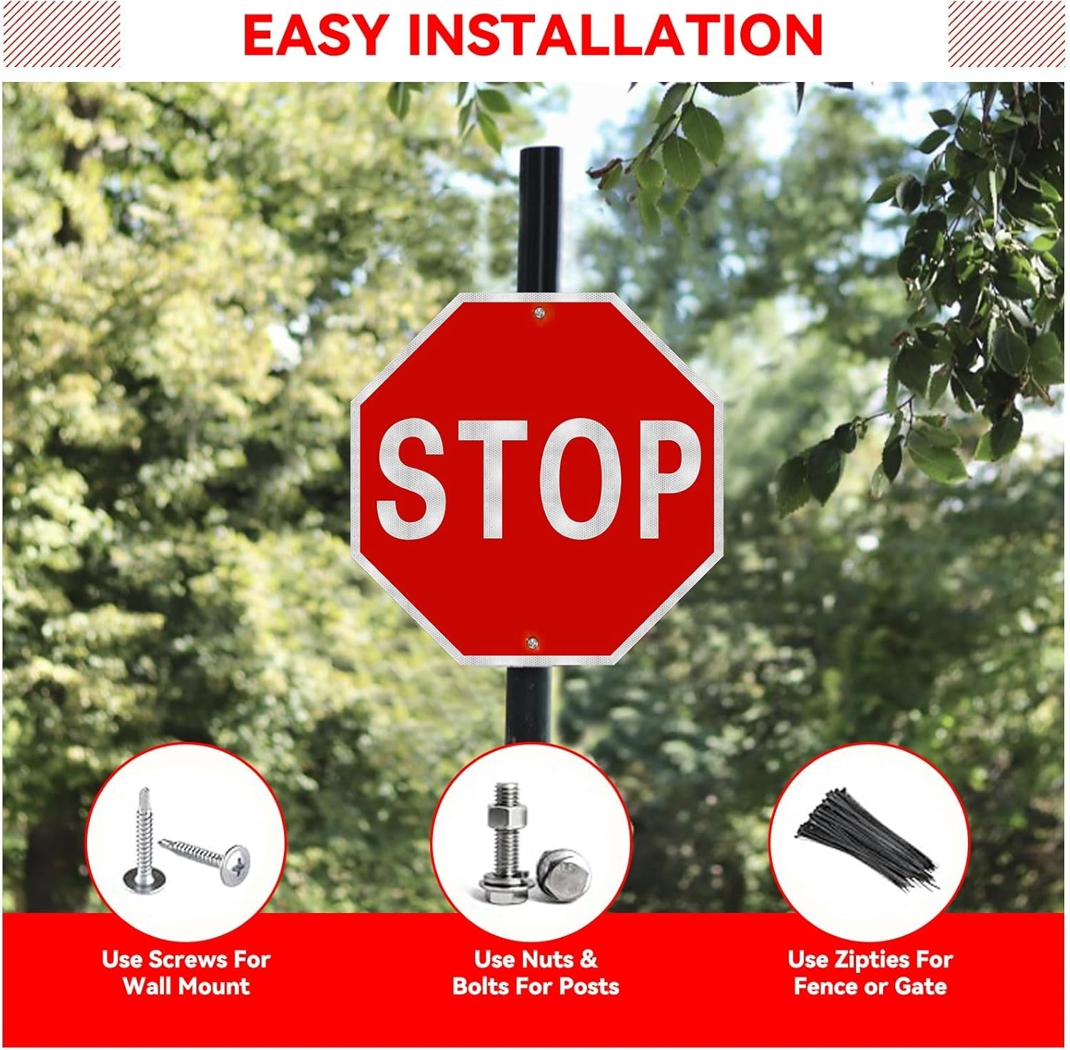 12×12 Stop Sign Octagon Aluminum Reflective Metal Traffic Sign Rustproof