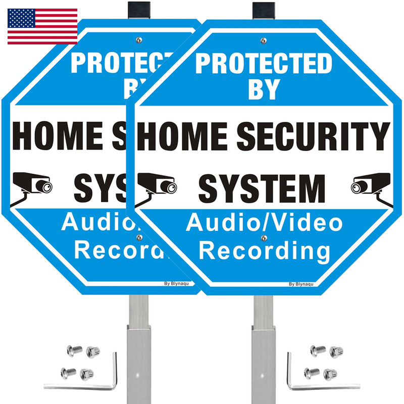 Blynaqu 2Pack Protected By Home Security System Signs 36 Alloy Stakes 12 X 12