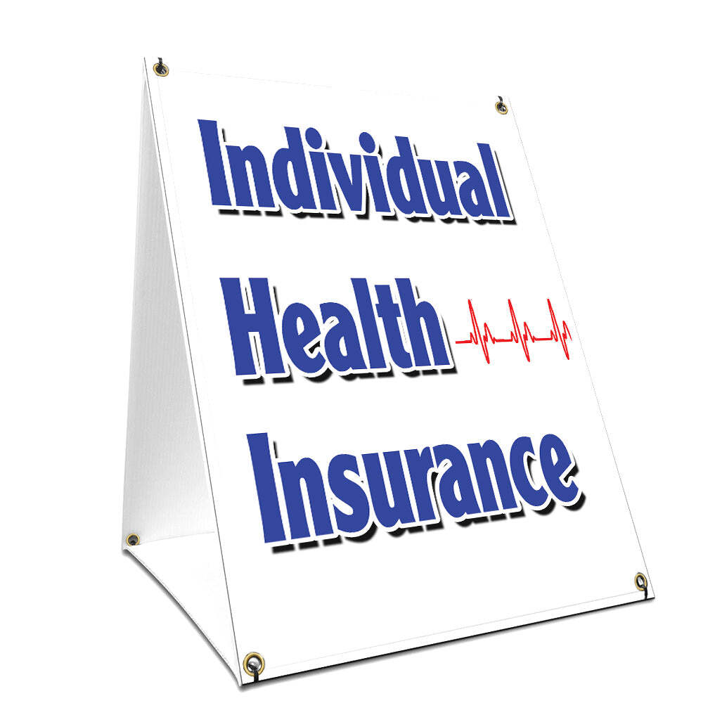 A-frame Sidewalk Individual Health Insurance Sign With Graphics On Each Side