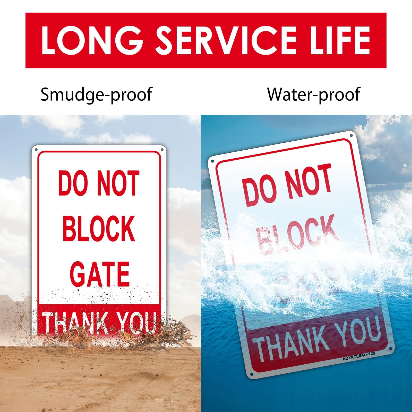 2 Pack 12×8 Do Not Block Gate Sign, .40 Rust Free Aluminum, Reflective