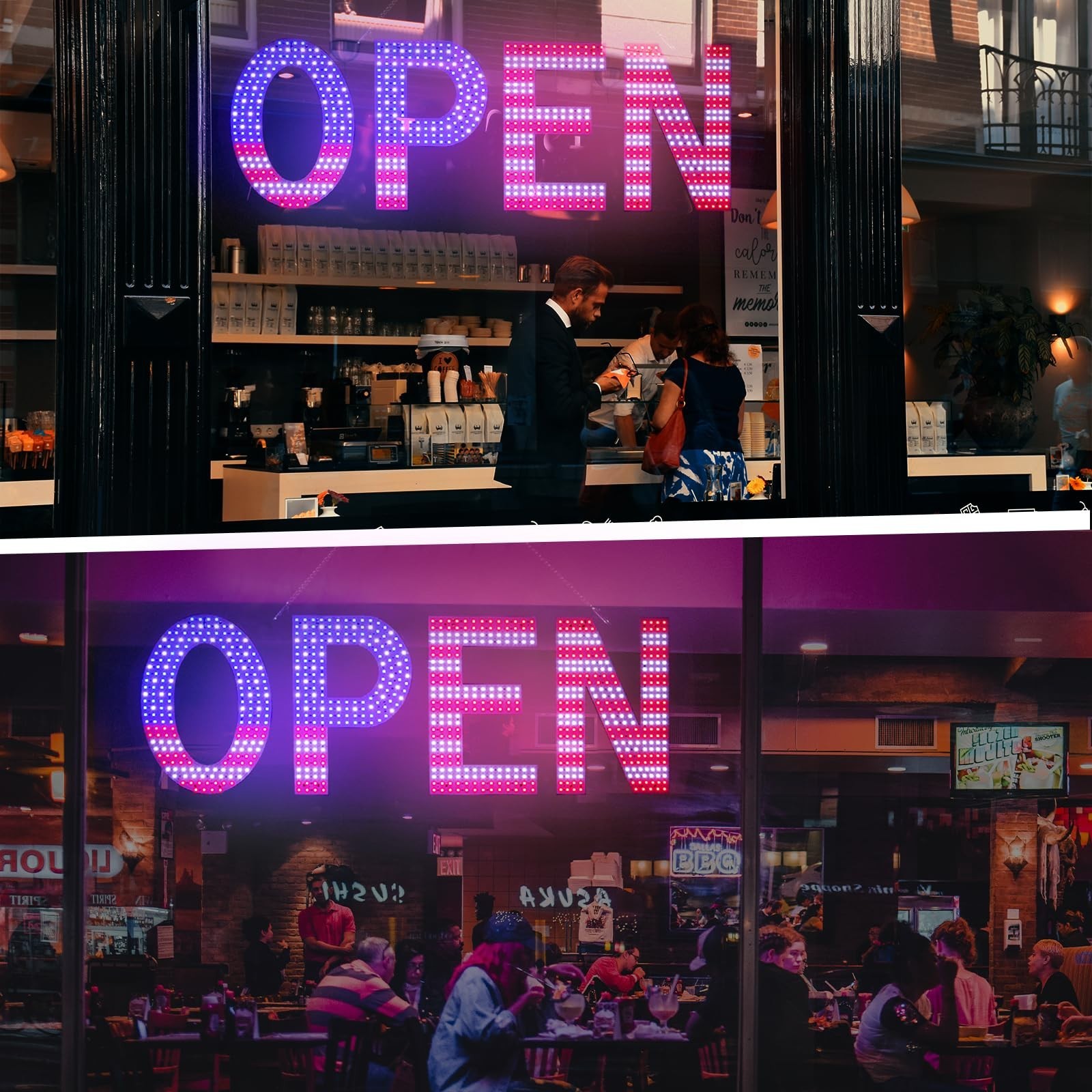 Large LED Open Sign for Business – 40″x14″ Ultra Bright Light Up Display, 3 Mode