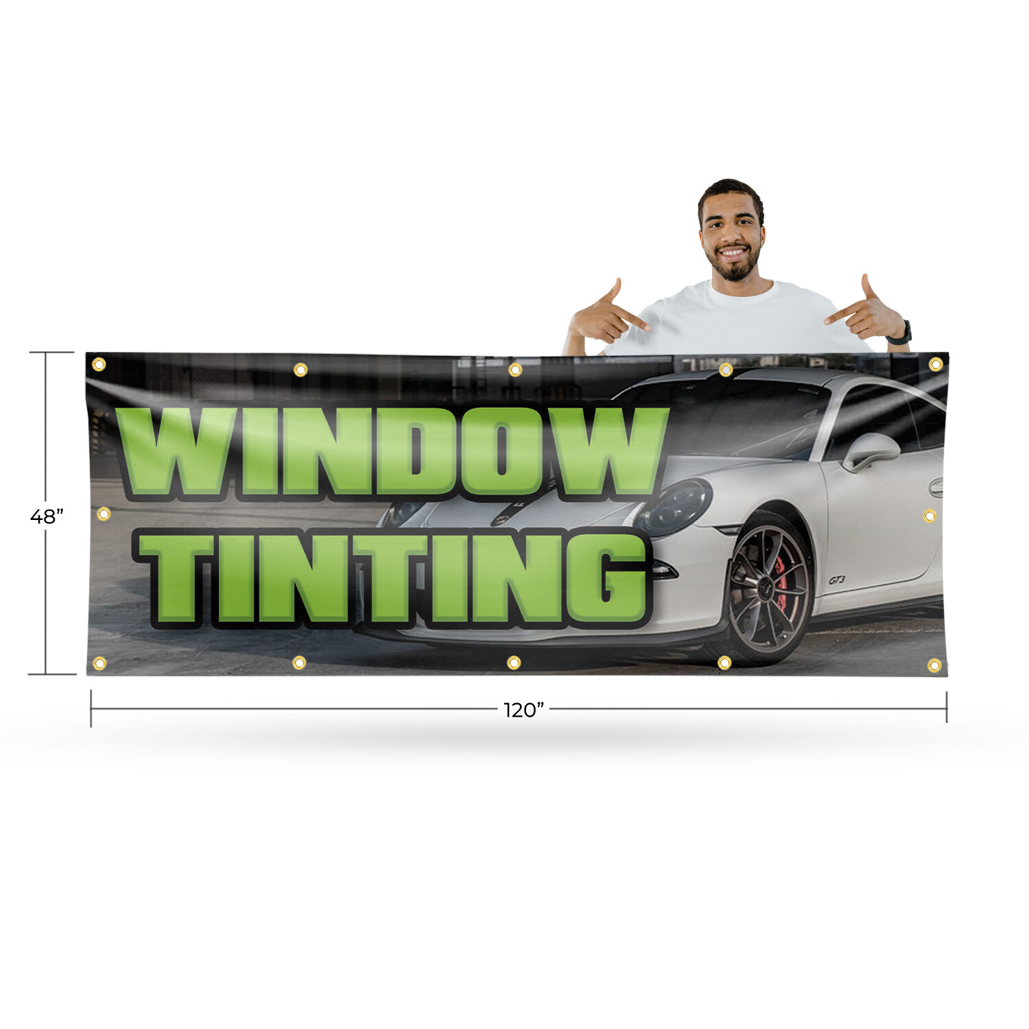 Window Tinting Vinyl Banner Sign with Metal Grommets Heavy-Duty Single-Sided