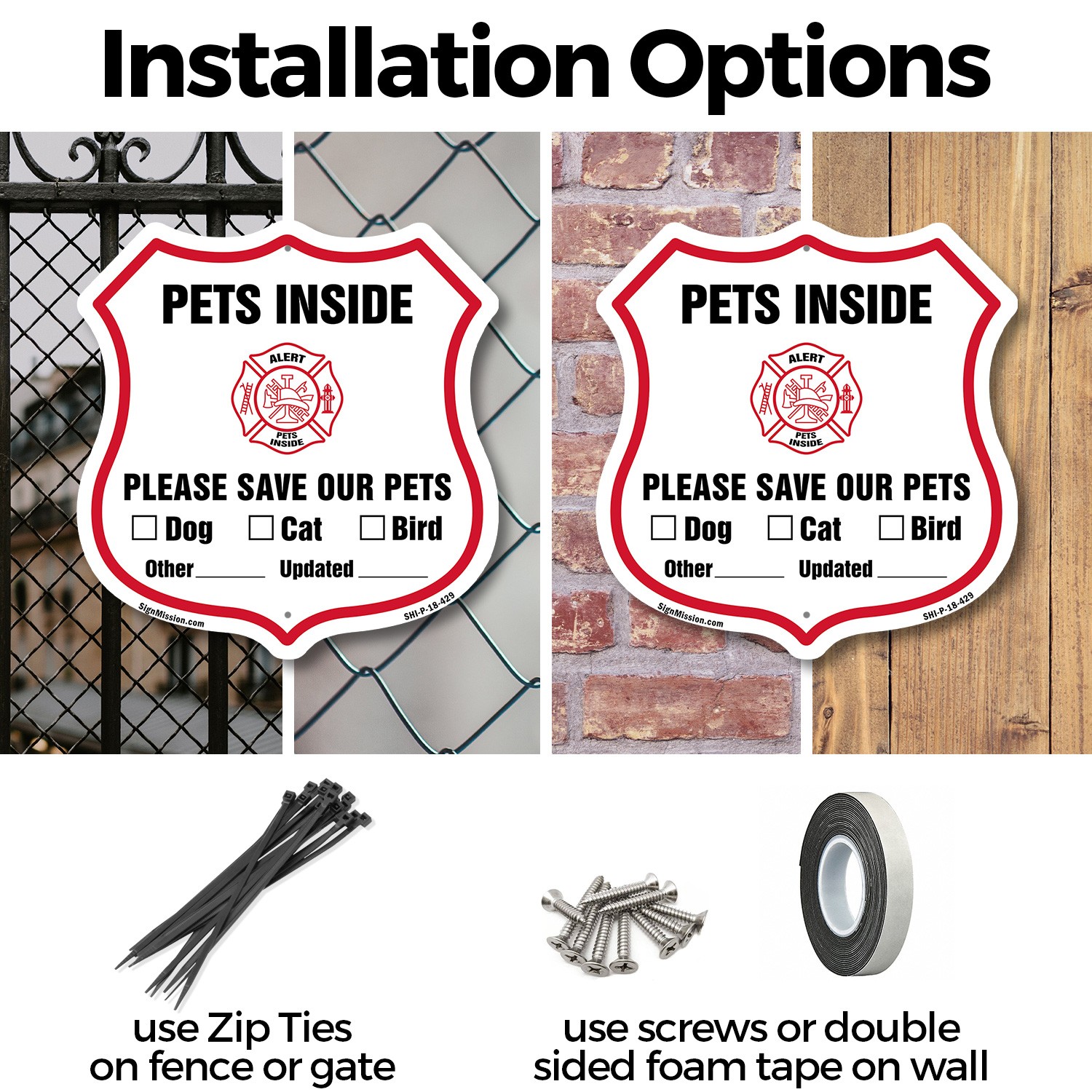 Pets Inside Shield Sign Alert Please Save Our Pets Shield Shaped Sign