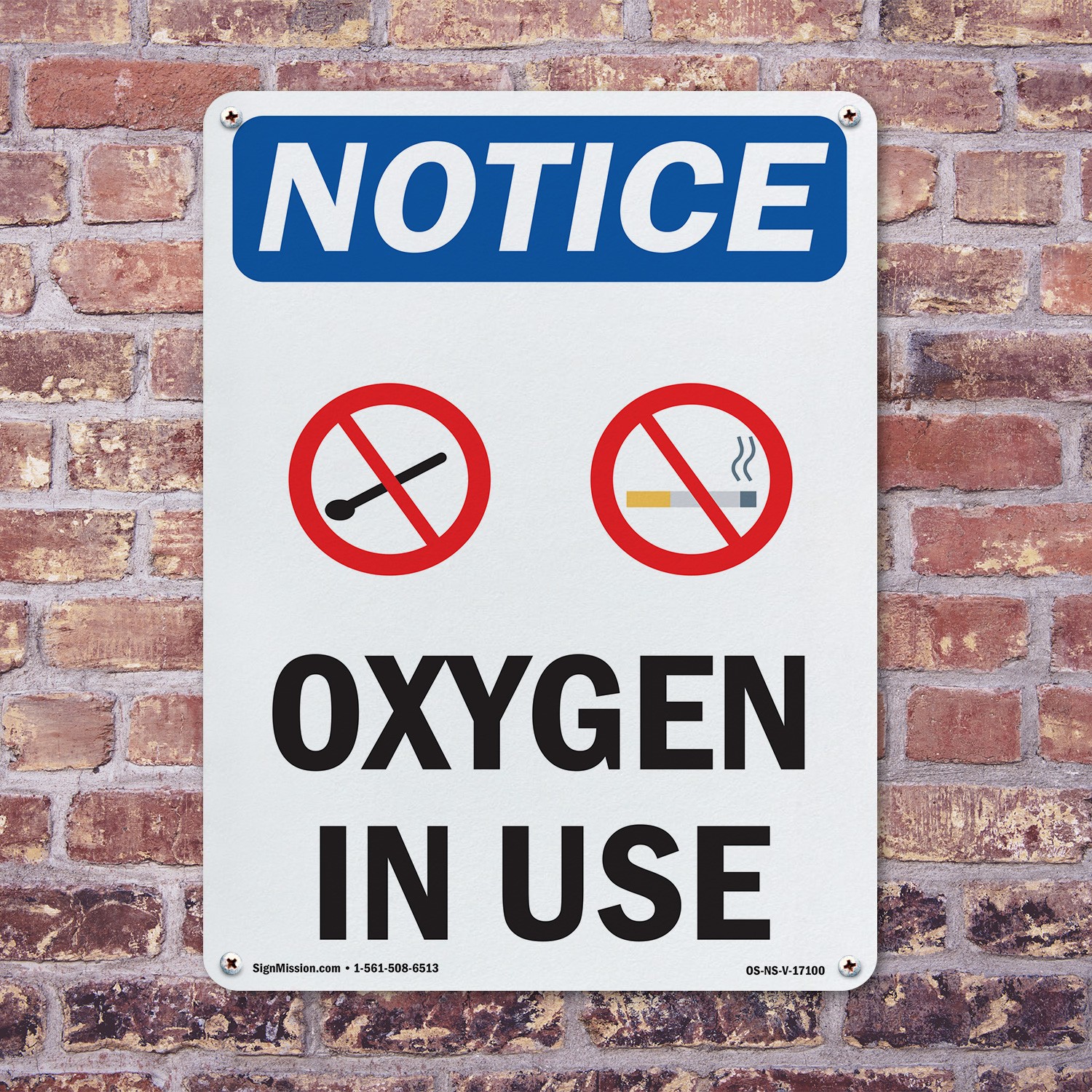Oxygen In Use OSHA Notice Sign Metal, Plastic, Or Decal – 5 or 10 Pack