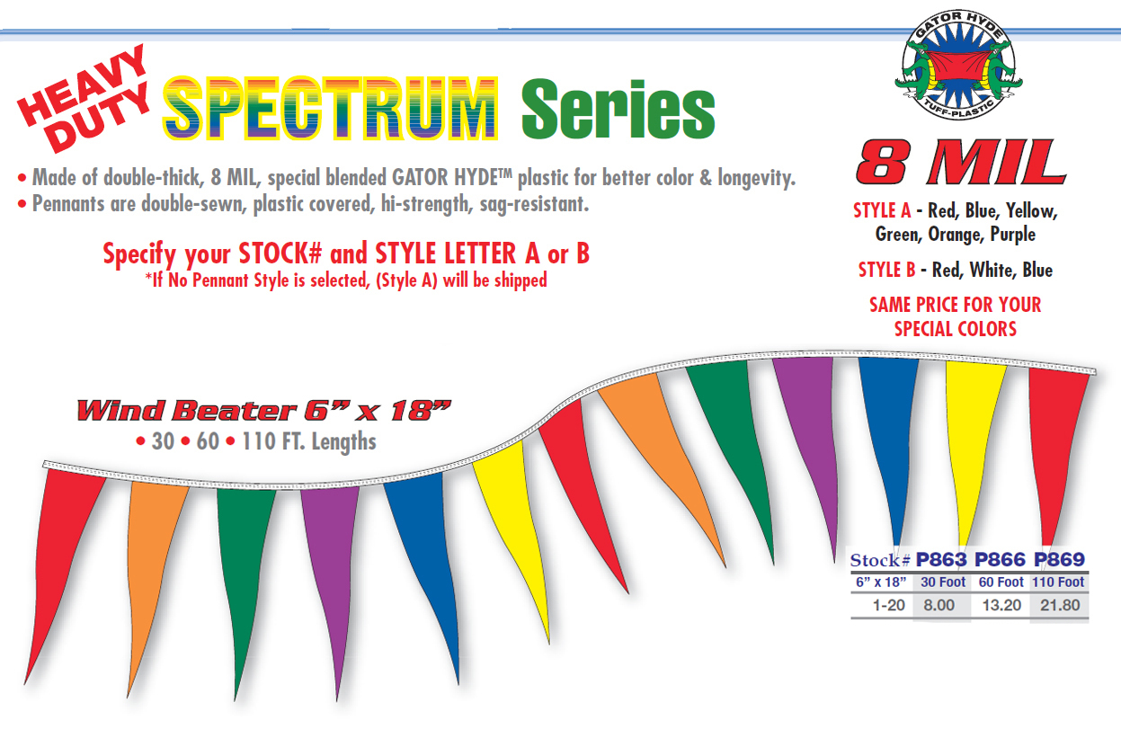 Pennant Flag Streamers Multi Color 110′ (80 6″x18″ Pennants Per String)