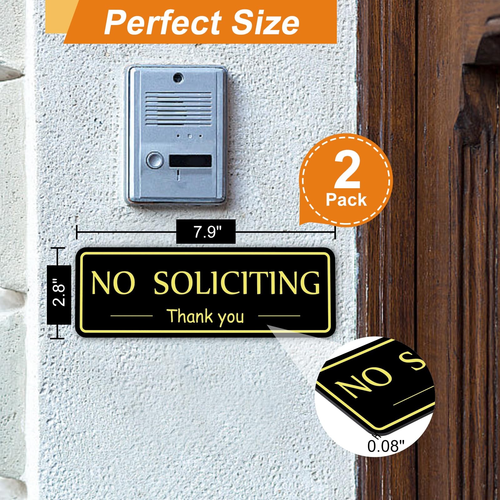 2 Pack No Soliciting Sign for House, Strong Self-Adhesive No Solicitation