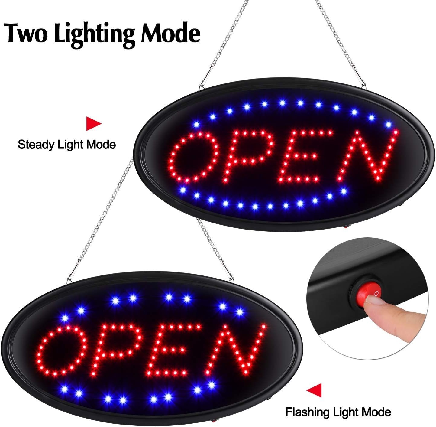 LED Open Sign, 19″x10″, with Remote, Timer & Flash/Steady Modes | Ultra brigh…