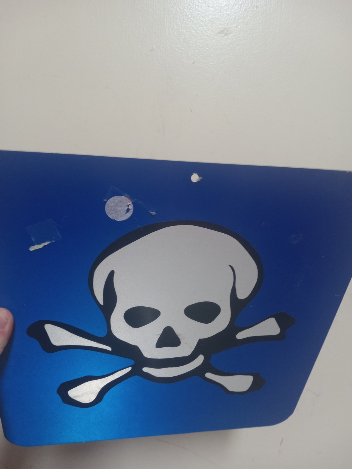 Vintage Skull Reflective Danger Hazard Warning Sign 12″ x 12″ Blue