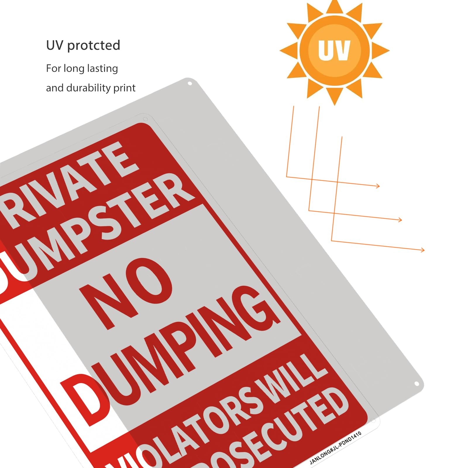 2 Pack Private Dumpster- No Dumping Sign, 14″x 10″ Aluminum No Dumping-Violat…