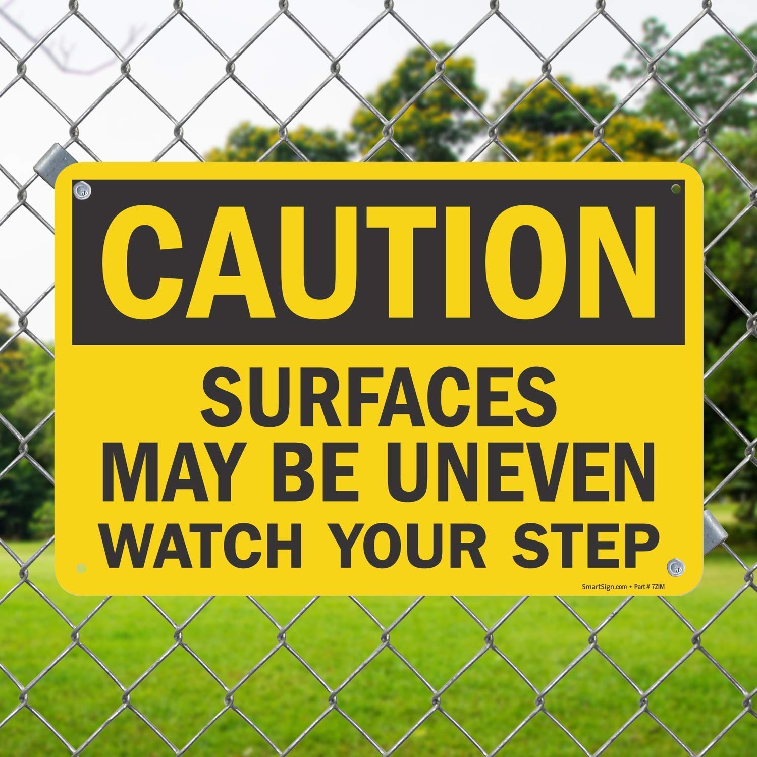Caution Uneven Surfaces Watch Your Step Sign 12×18 Inch Aluminum Safety