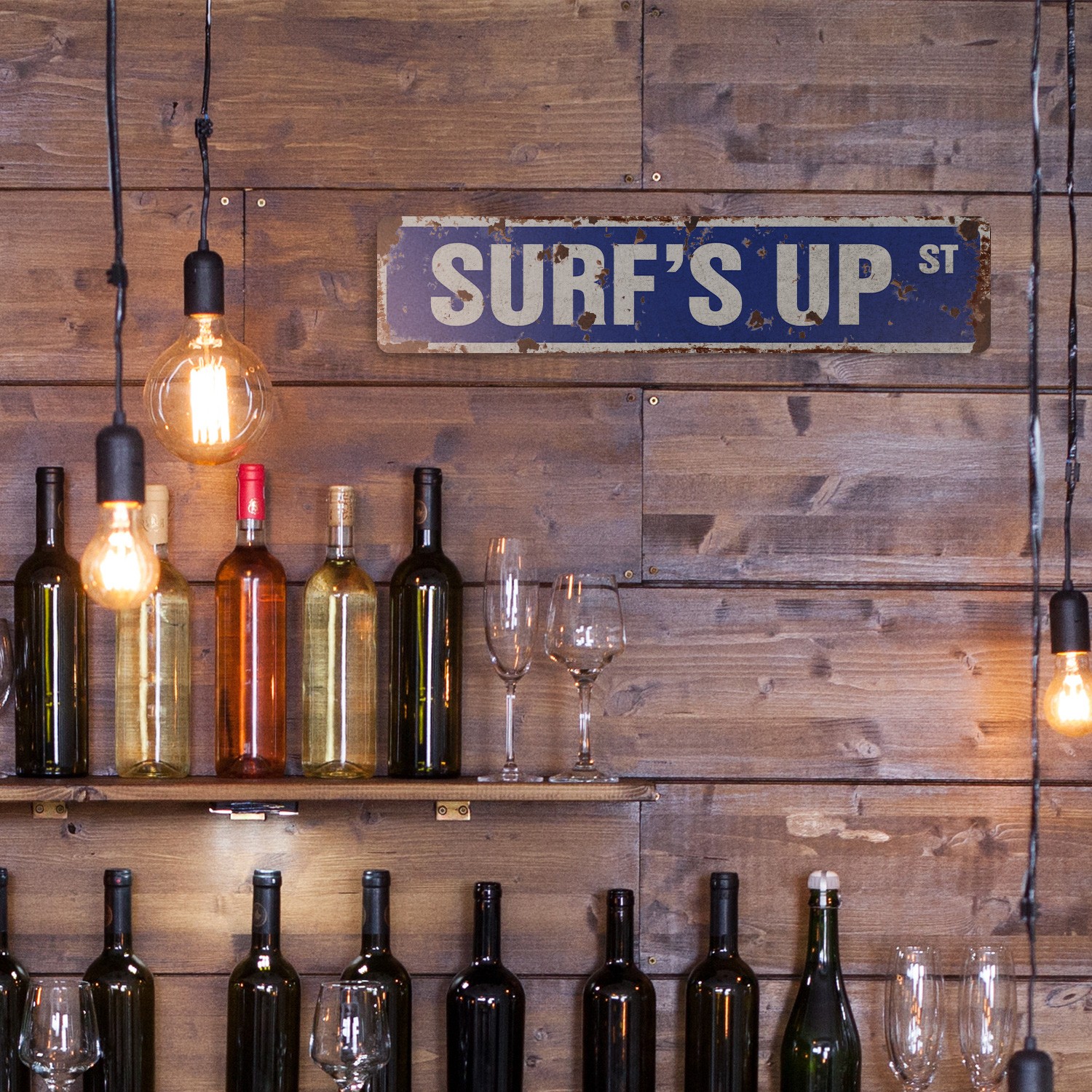 SURF’S UP Vintage Style Street Sign Metal Plastic surfer surf board wax