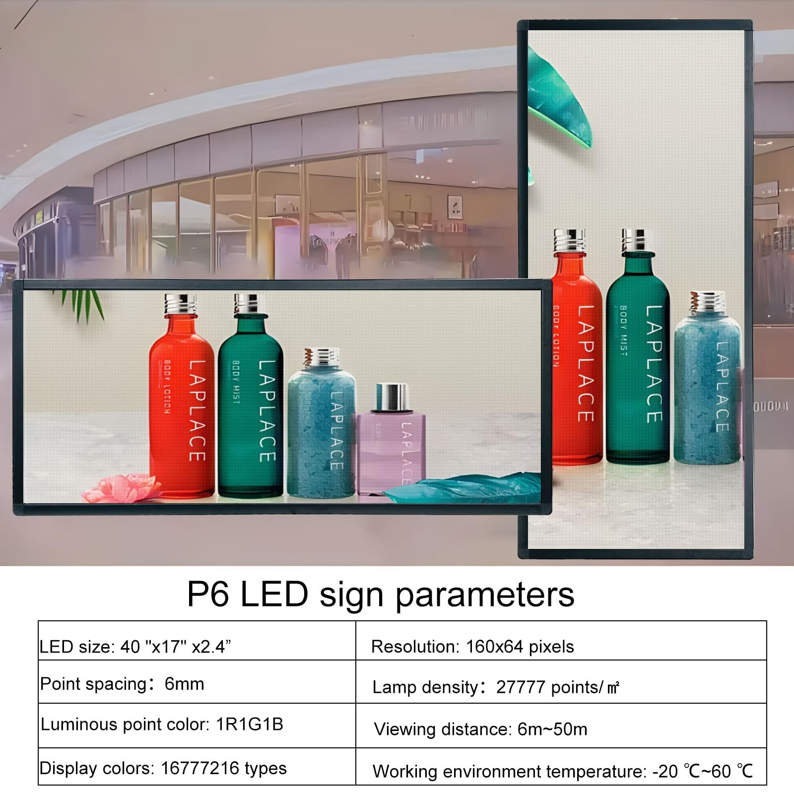 P6 Programmable Scrolling Led Sign Custom Digital Signage Displays 40″X17″