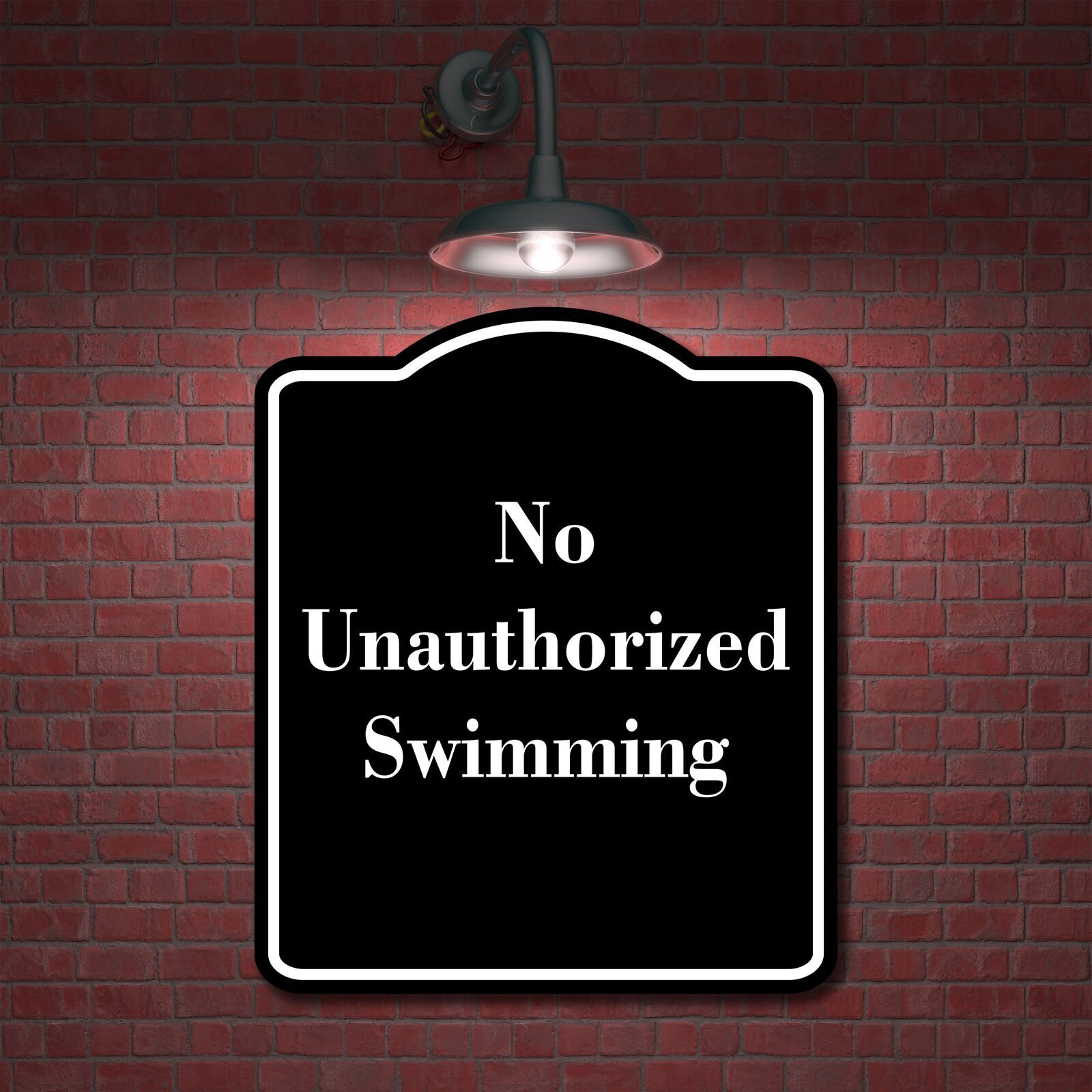 No Unauthorized Swimming BLACK Aluminum Composite Sign