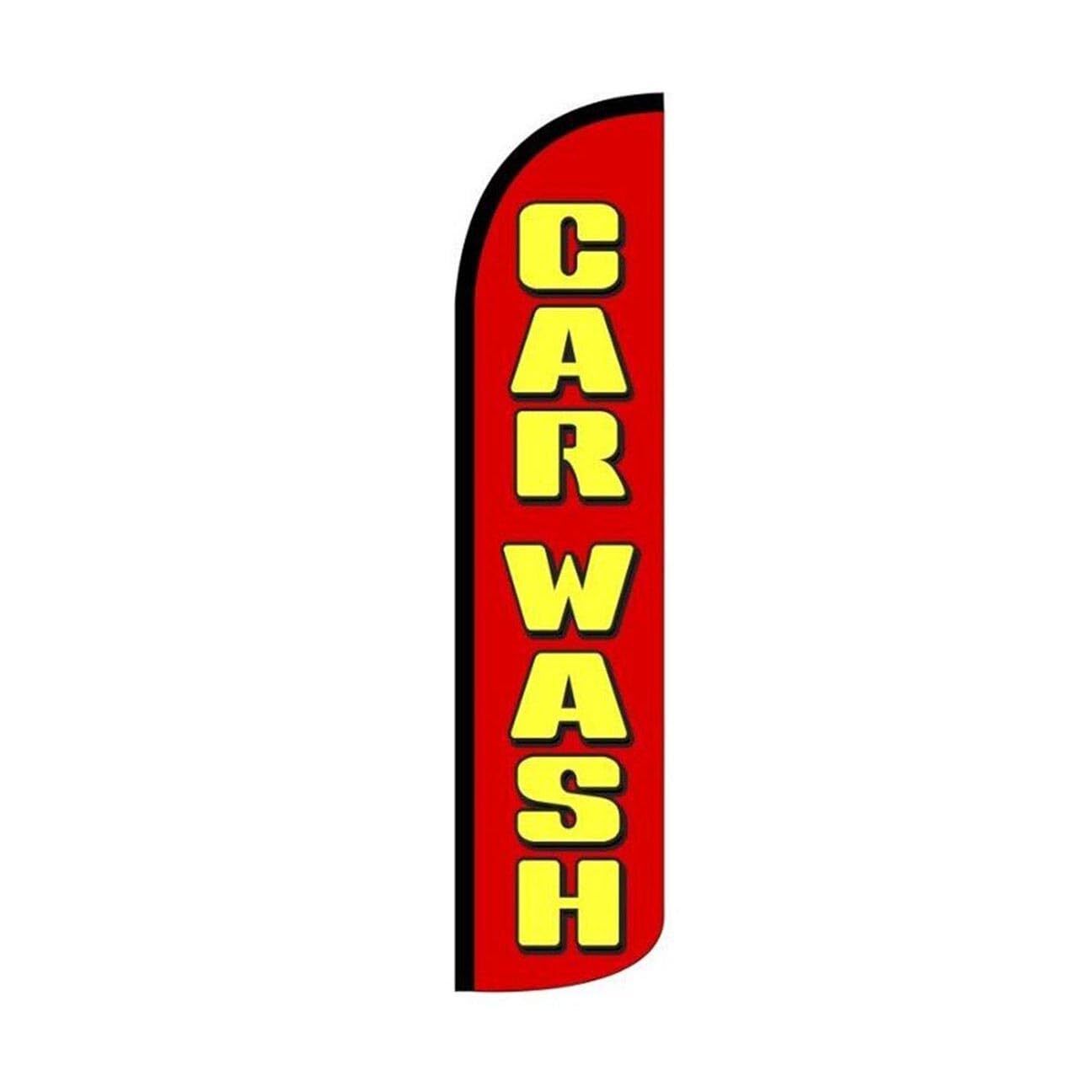 Car Wash RedYellow Swooper Flutter Feather Flag | 3ft W x 11.5ft Tall