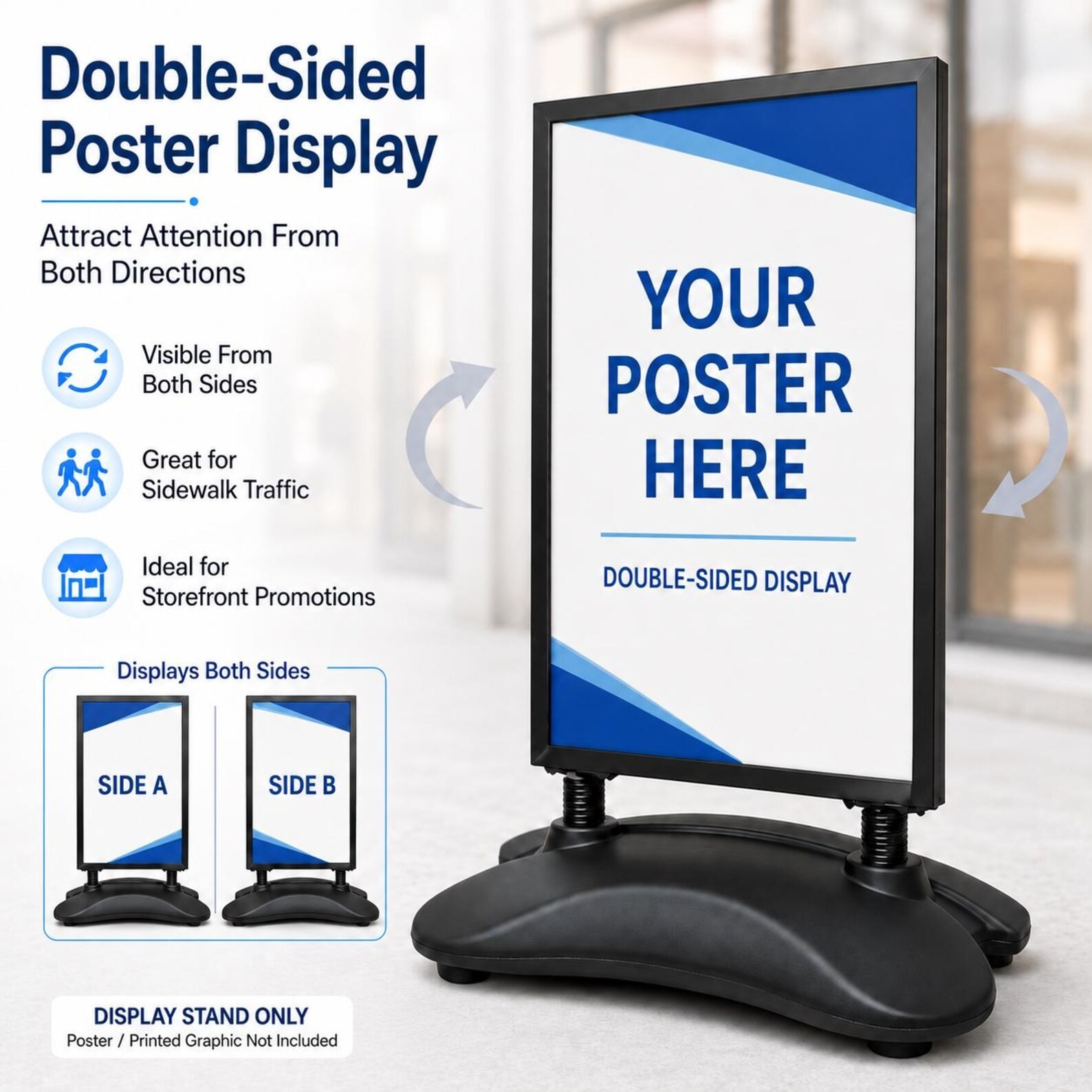 24″x36″ Water Base Sidewalk Sign Holder with Wheels, Outdoor Poster Stand