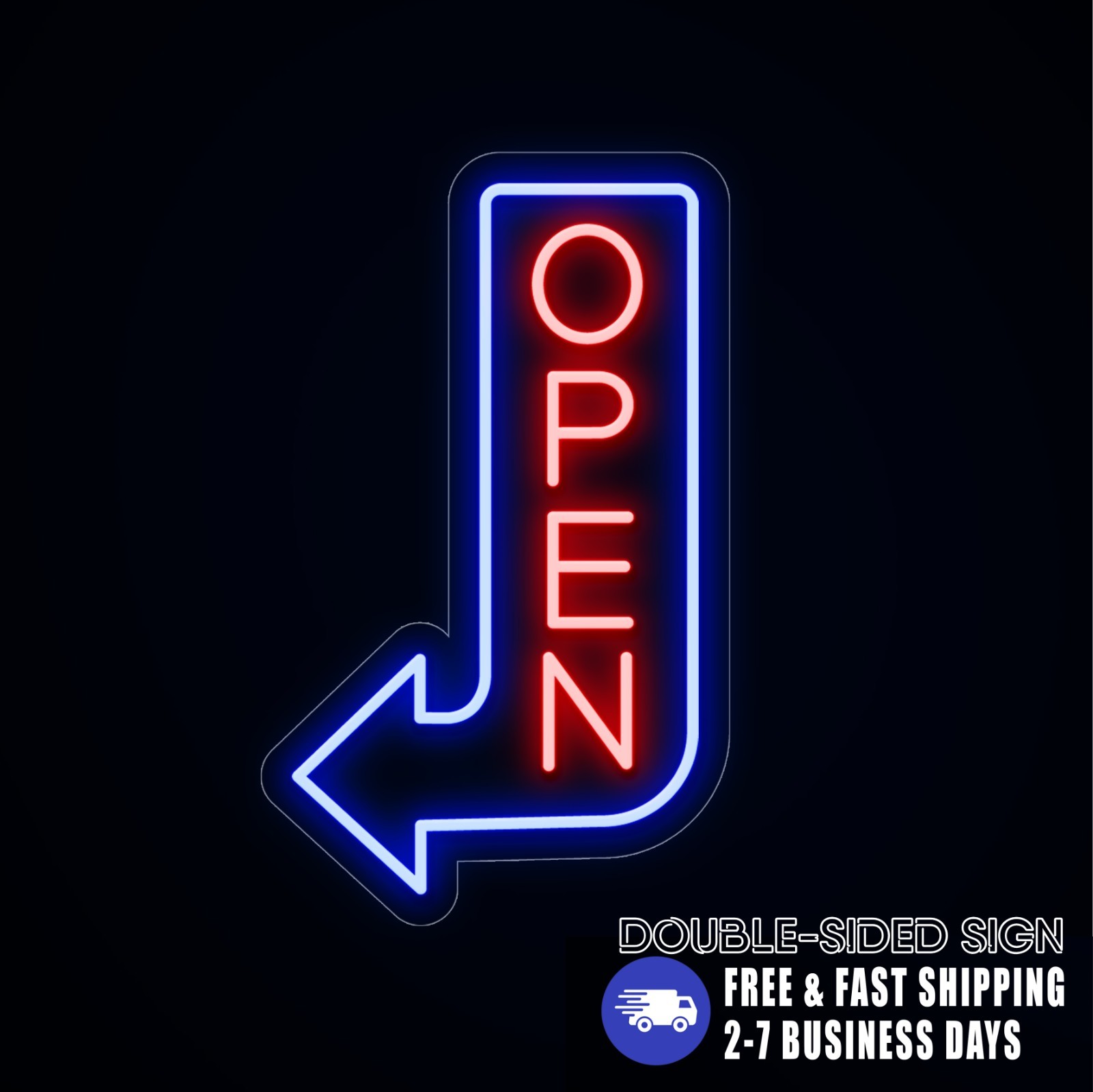 Double Sided Waterproof Open Sign Neon, Outdoor Vertical Arrow Open Double Side