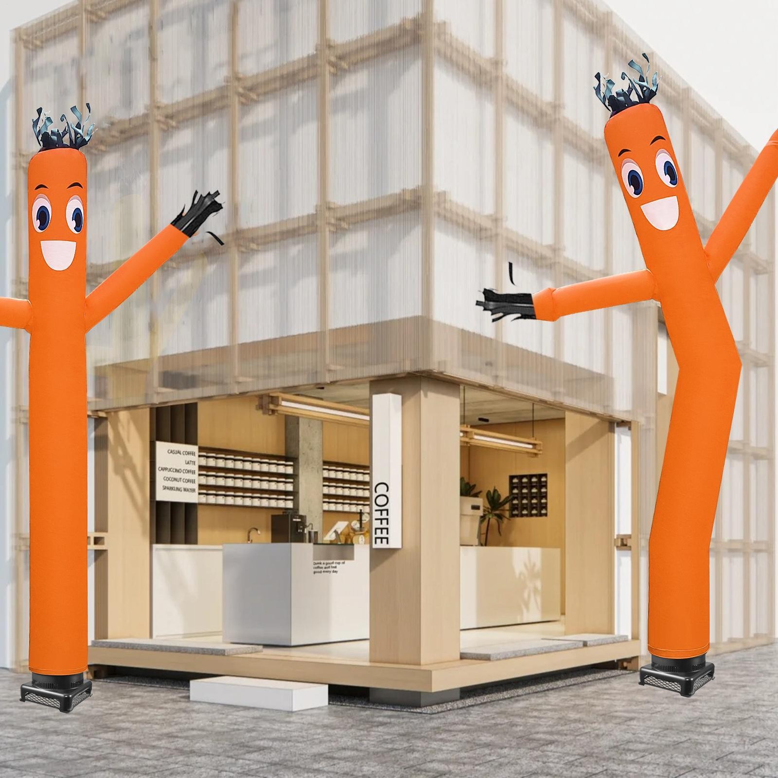 20ft Orange Inflatable Dancing Sky Puppet Tube Man with Blower for Events
