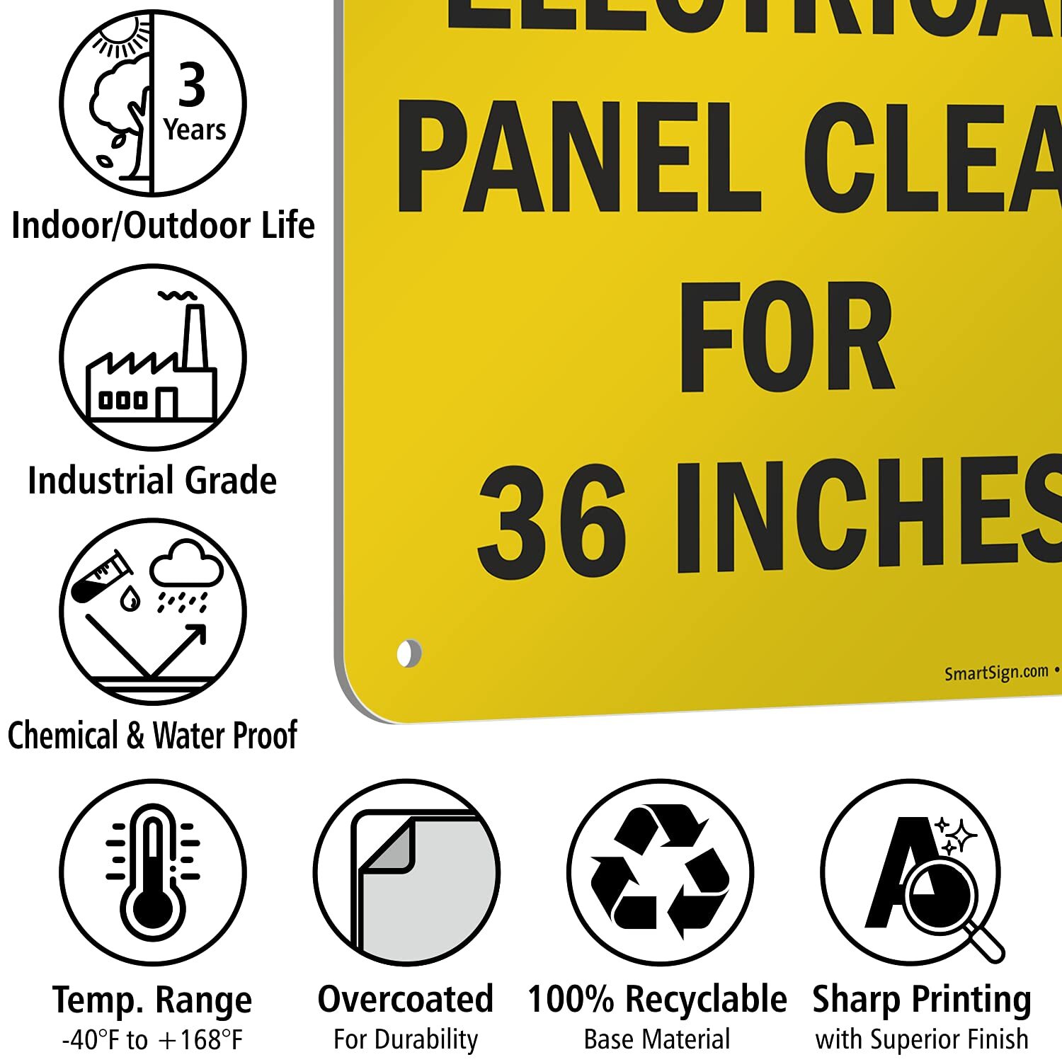 10×7 inch Caution Sign Keep Electric Panel Area Clear For 36 Inches Plastic