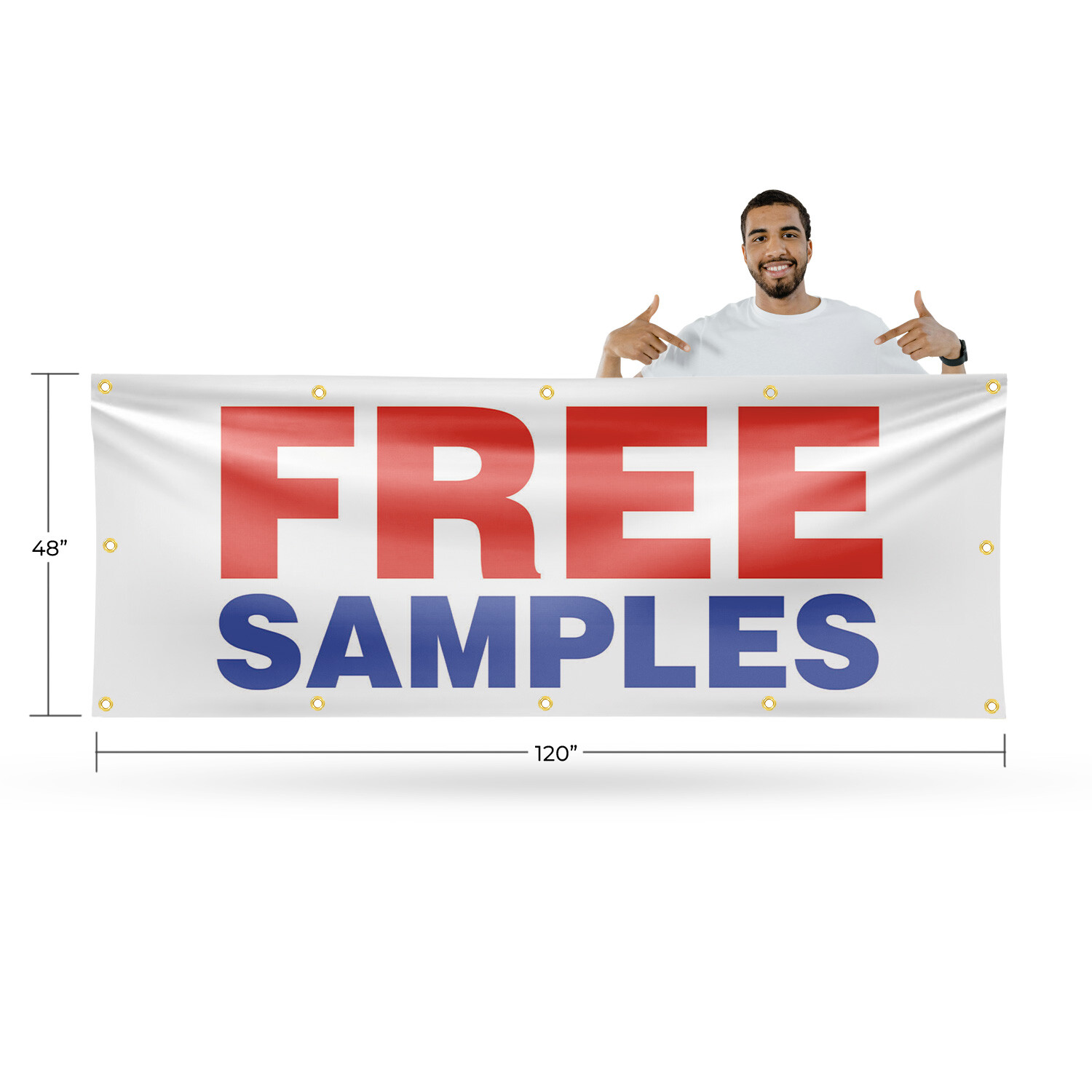 Free Samples Vinyl Banner Sign with Metal Grommets Heavy-Duty Single-Sided