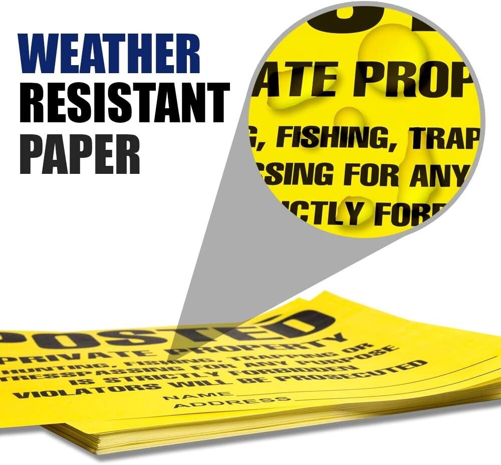 Posted Signs 20-Pack, No Hunting/Trespassing, Heavy Duty, 11″x11″ Yellow