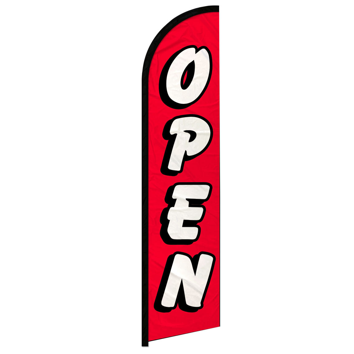 Open Windless Advertising Swooper Flag Open Welcome Sign RED/WHITE