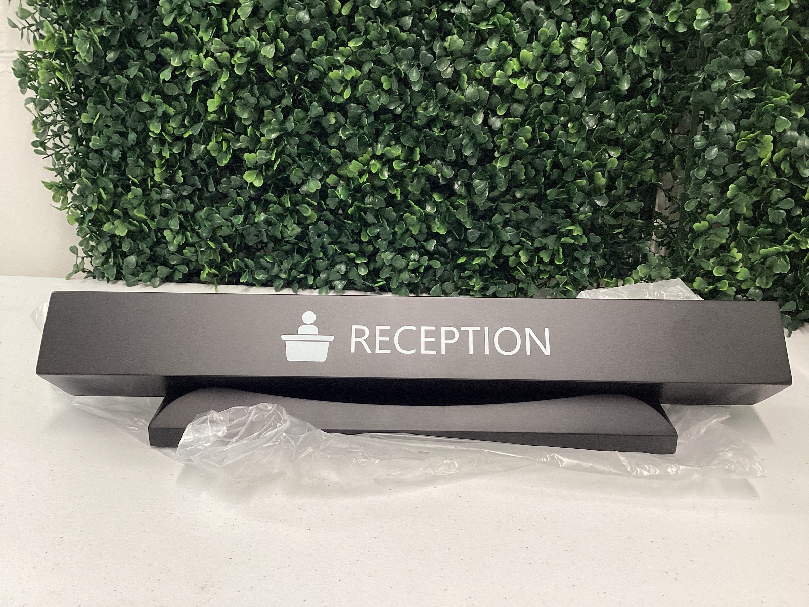Black Countertop Reception Desk Sign Free Standing