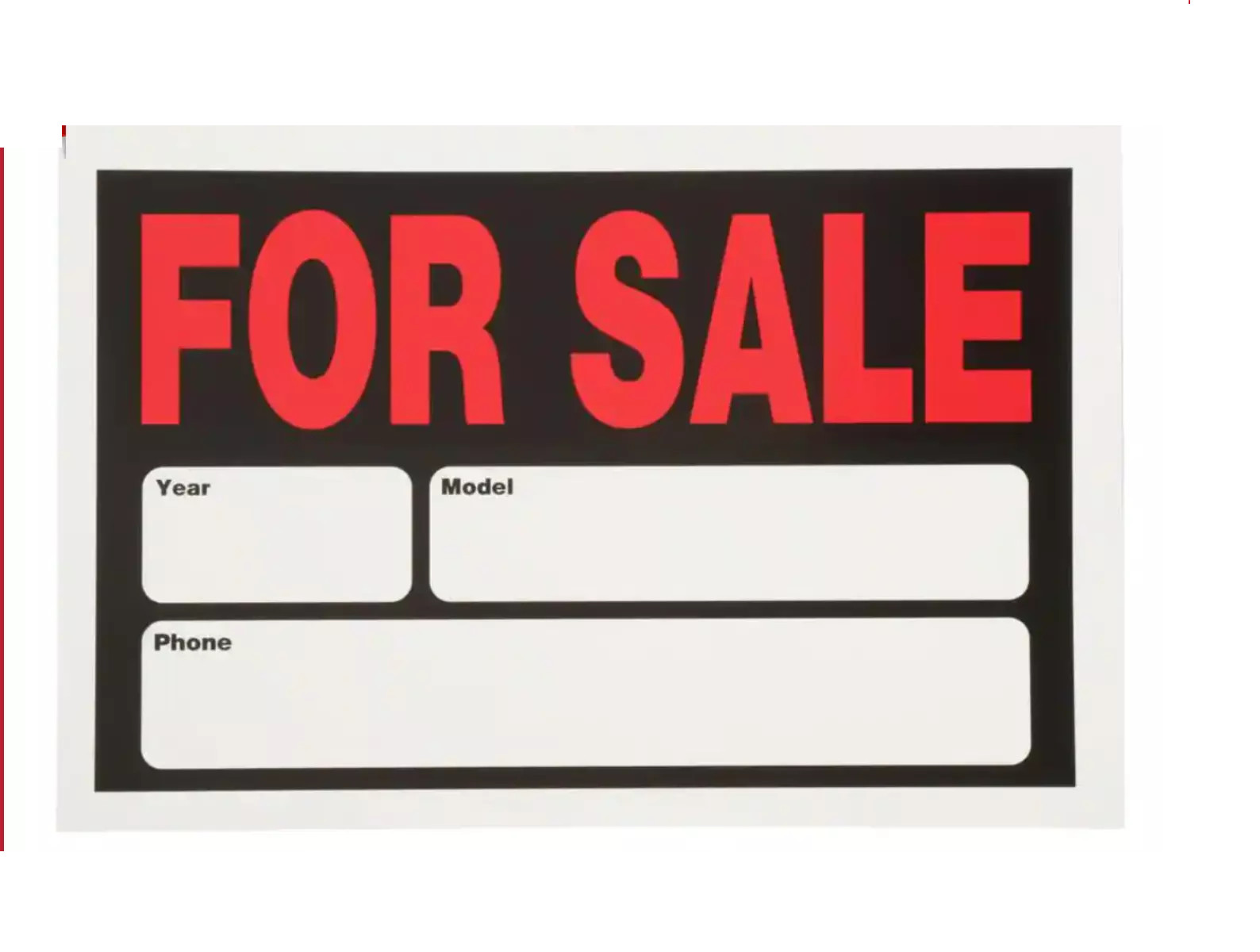 Plastic Auto for Sale Sign – 8 in. x 12 in. Durable, Weatherproof, Easy to Read