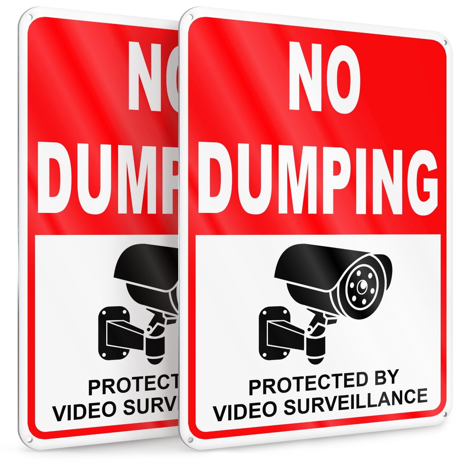 No Dumping Signs 2 Pack 7×10 Reflective Aluminum, No Littering Pre-Drilled for F
