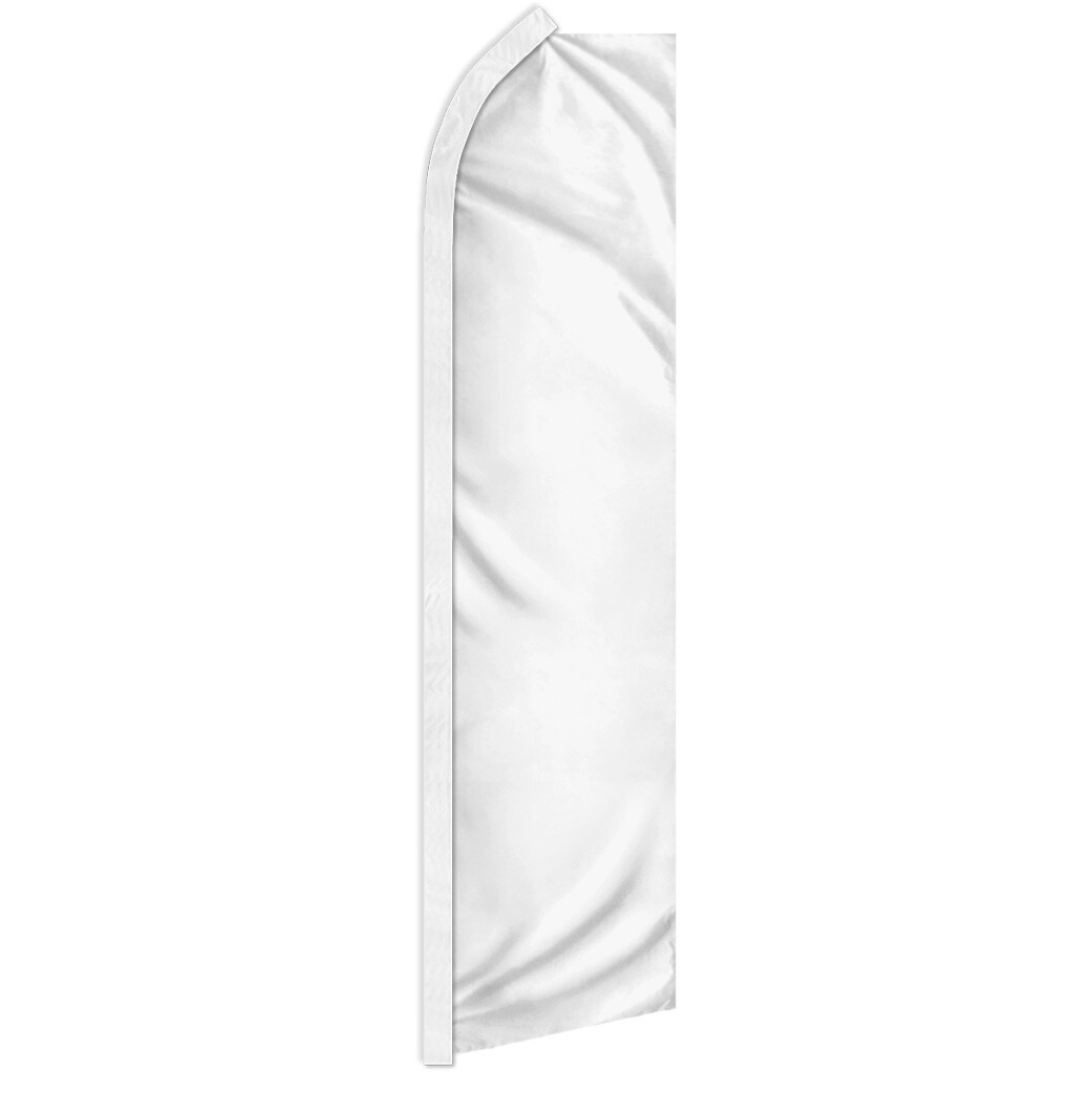 Solid White Swooper Flutter Feather Advertising Flag Solid Color White Flag