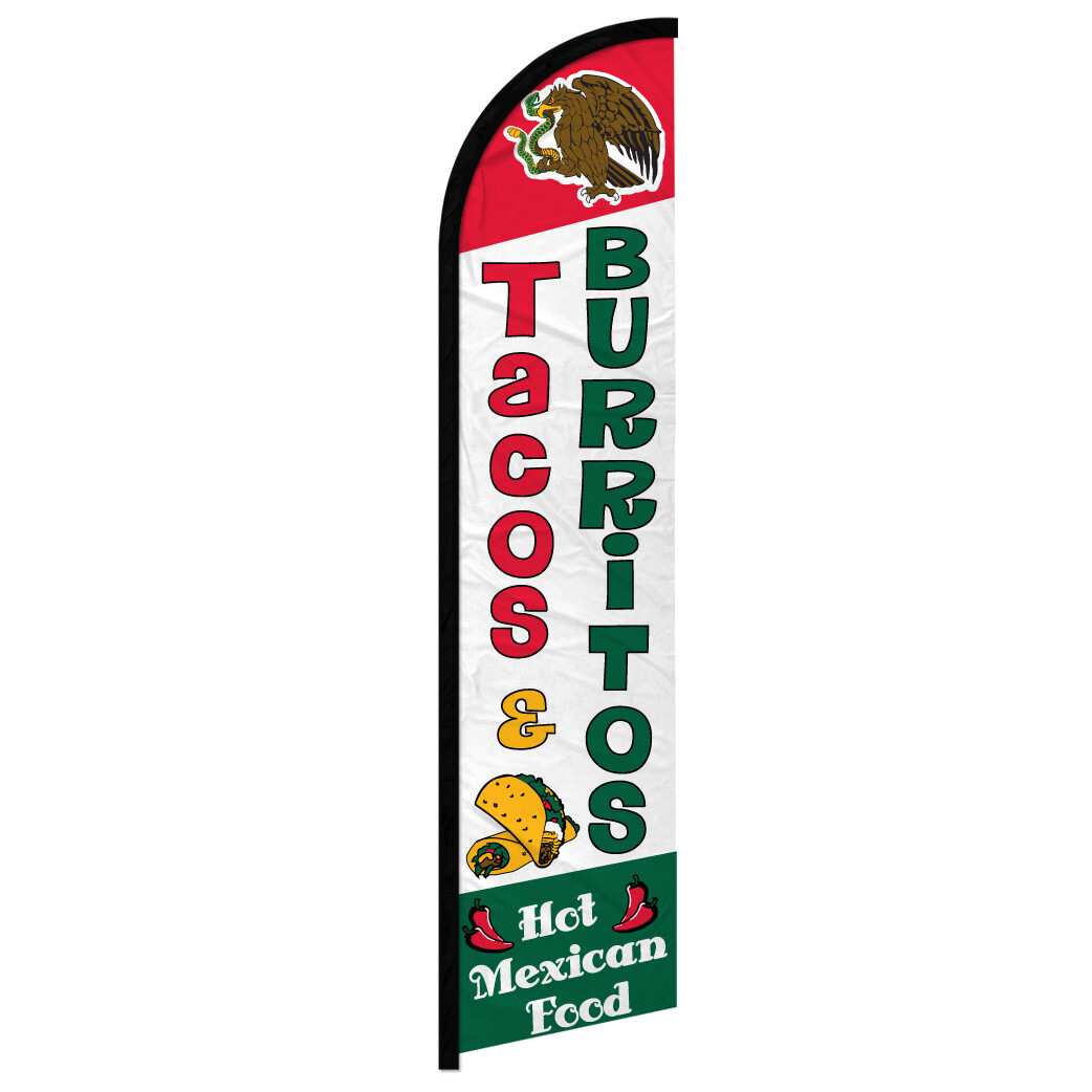 Tacos & Burritos Full Curve Windless Swooper Flag Concessions Food