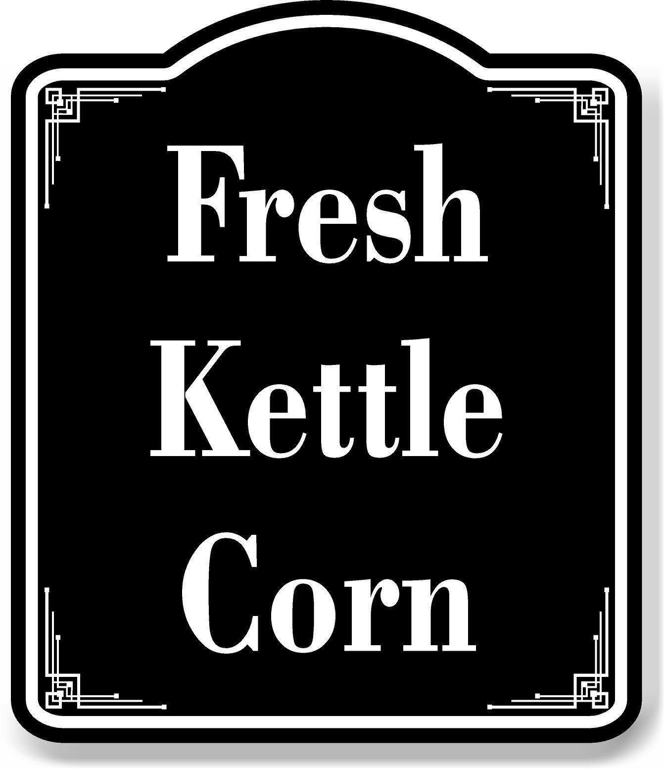 Fresh Kettle Corn BLACK Aluminum Composite Sign