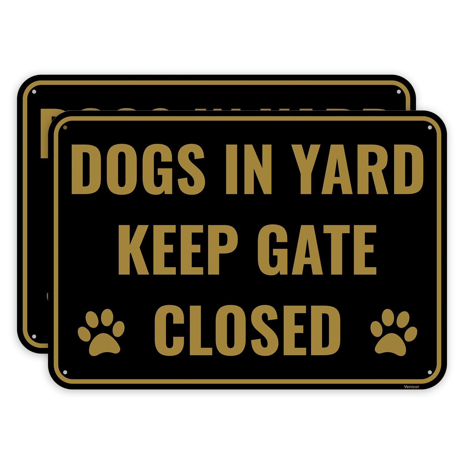 2PC Dog In Yard Keep Gate Closed Sign, 10 x 7 Inches – Aluminum – Please Clos…