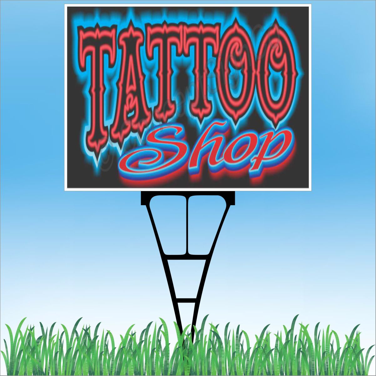18″x24″ TATTOO SHOP Outdoor Yard Sign & Stake Sidewalk Lawn Sales Body Art Ink