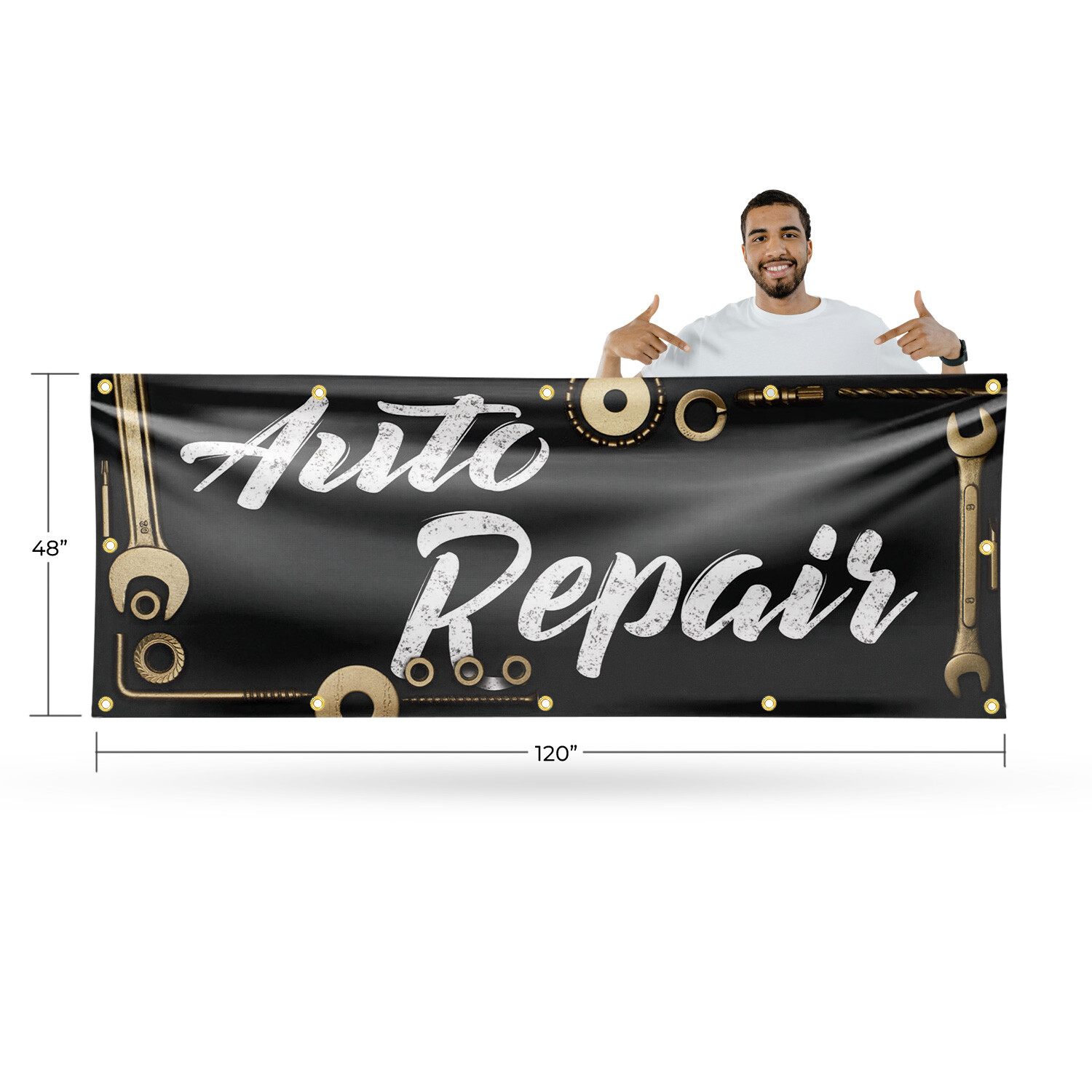 Auto Repair 13 oz Vinyl Banner Sign with Metal Grommets Heavy-Duty Single-Sided