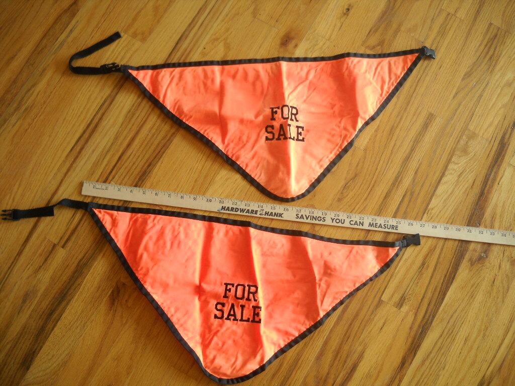 2 For Sale Signs Fluorescent Orange Embroidered buckle fastener triangular